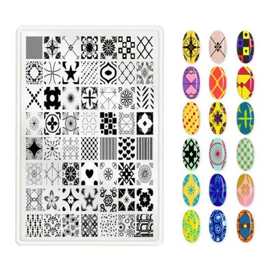 9.5X14.5cm Big Size Nail Stamping Plates Flower/Geometric Designs Nail Art Template For DIY Nail Decor 5.6cm round Stamper Plate
