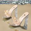Fashion Fashion Rhinestone Women's High Heels GLADIATOR Style Woman Ultra High Heels Sandals Wedding Banquet Glass Slippers Pumps Mujer