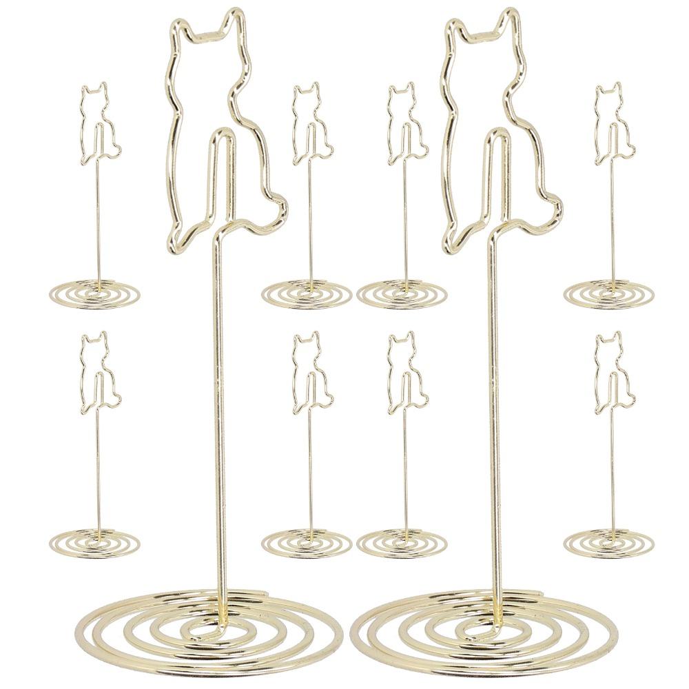 10Pcs Electroplating Metal Cat Photo Table Clip Gold Desktop Message Clip  Home Decorations