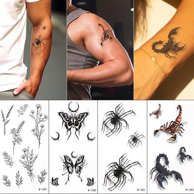 Adesivo de Tatuagem À Prova D'água Animal Aranha Borboleta Tatuagem Temporária À Prova D'água Adesivo de Tatuagem