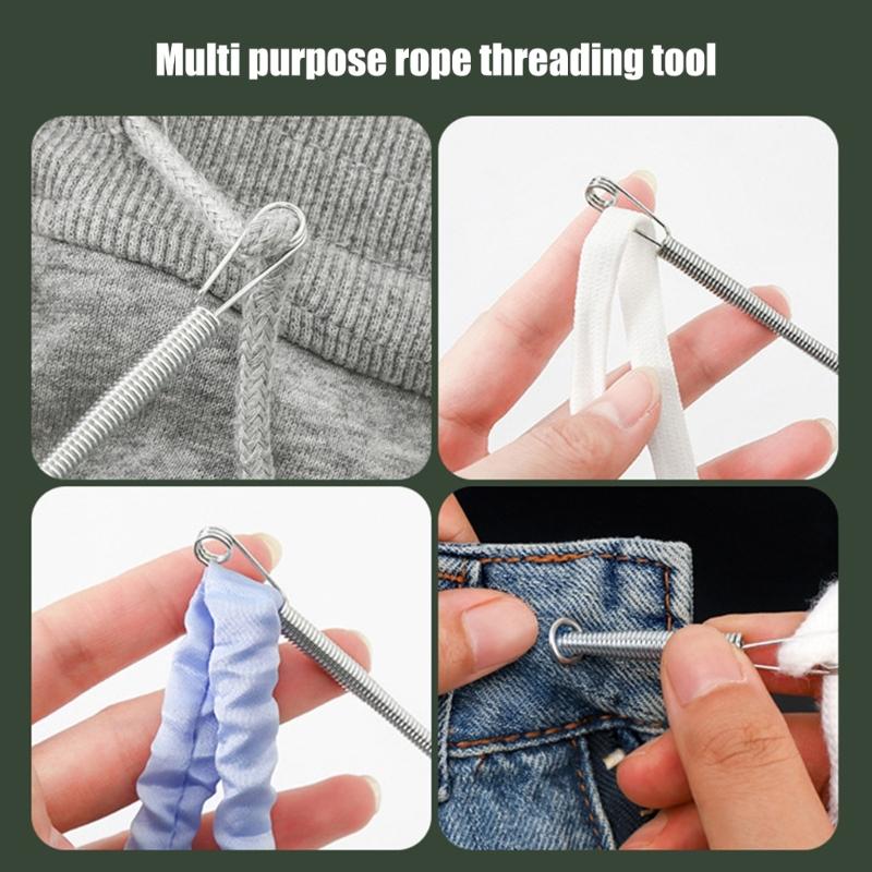 10Pcs Metal Spring Drawstring Threader Quick Threading Tool Threading Aid Waistband Elastic Cord Threader