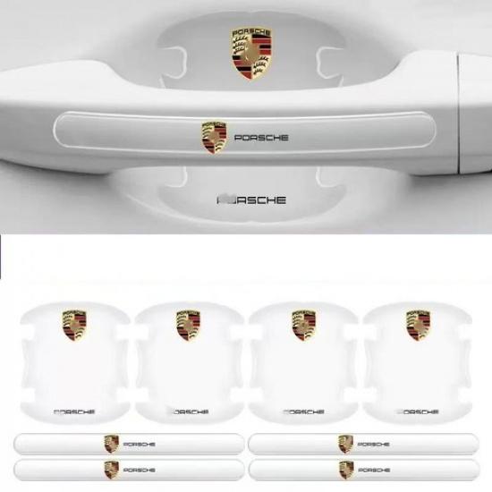 8PCS Clear Car Door Handle Bowl Protector Scuff Guard Anti Scratch For Porsche