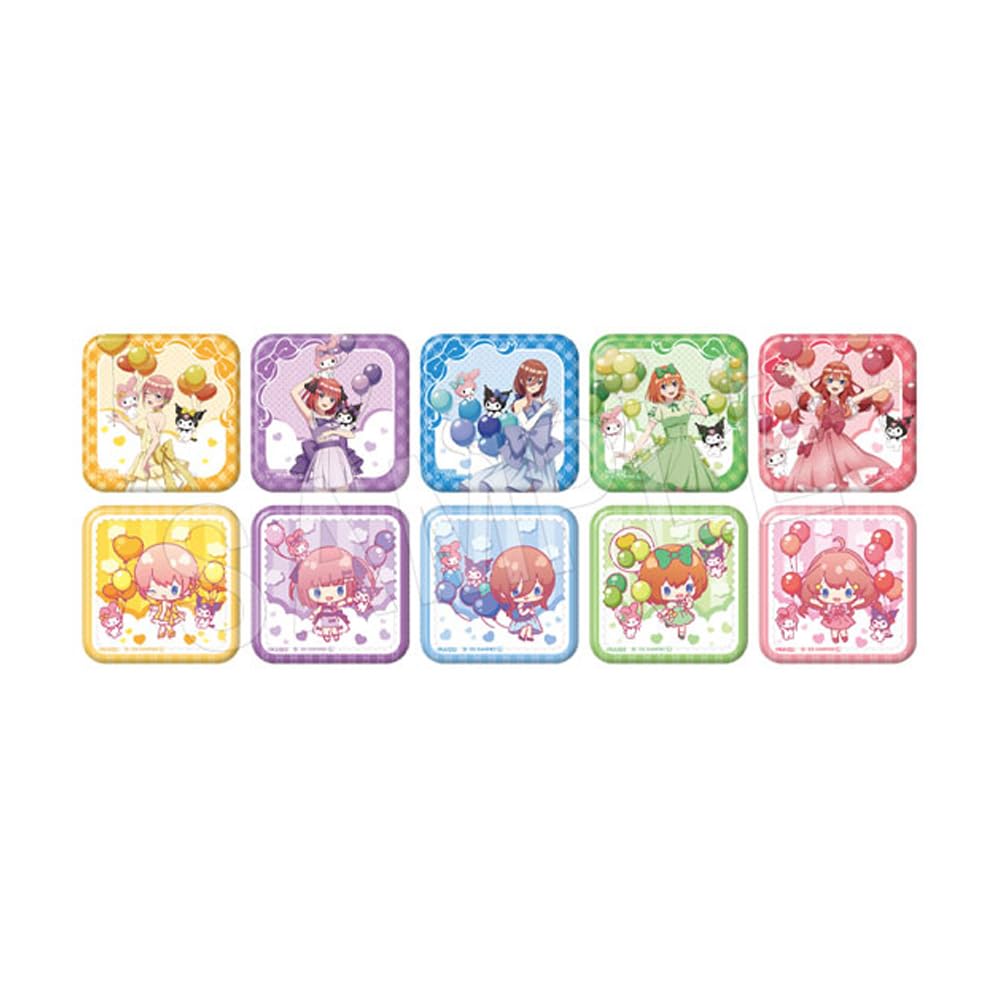 The Quintessential Quintuplets X My Melody & Kuromi Trading Square Can Badge Balloon & Ribbon Ver. 10-Pack Box