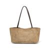 Frosted suede retro wind tote bag portable shoulder bag women's large capacity niche design underarm bag