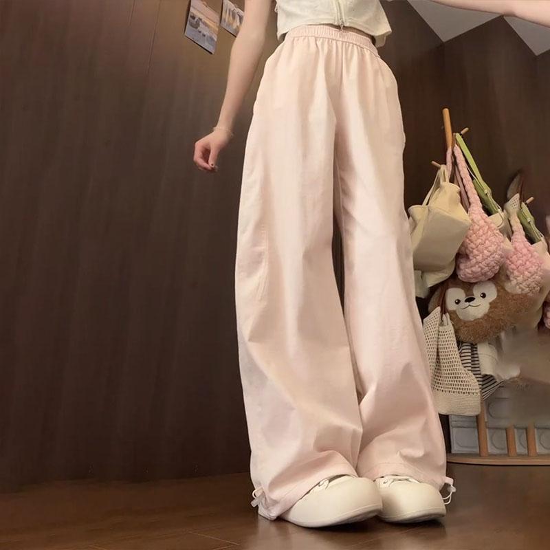 

Розовые быстросохнущие брюки-трансформеры для женщин - Летние тонкие драпирующиеся повседневные спортивные брюки с высокой посадкой из ледяного шелка 2XL