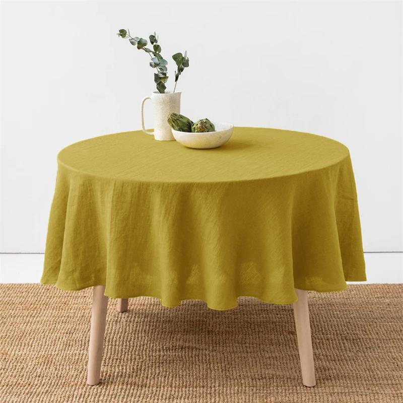100% Französisches Leinen Runde Tischdecke, Waschbare Natürliche Tischdecke für Esszimmer, Außenbereich, Hochzeiten und Restaurants, Osterdekoration