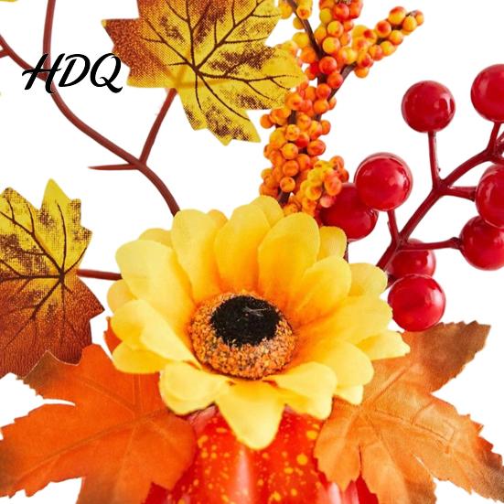 Thanksgiving Home Decoration Fall Artificial Pumpkin Table Centerpiece Autumn Fake with Sunflowers Realistic Props Maple Leaves Berries for