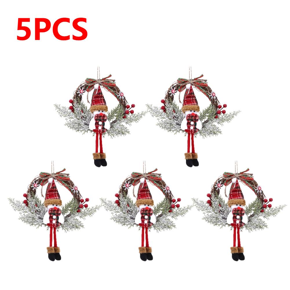 20cm Christmas Santa Berry Snowman Hanging Garland Front Door Window Artificial Wreath Xmas Holiday Art Wreath Wall Decoration