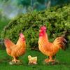 Rooster Chicken Figurines Farm Animal Model Home Decor Miniature Fairy Garden Diy Landscaping Cartoon Hen Chick Accessories