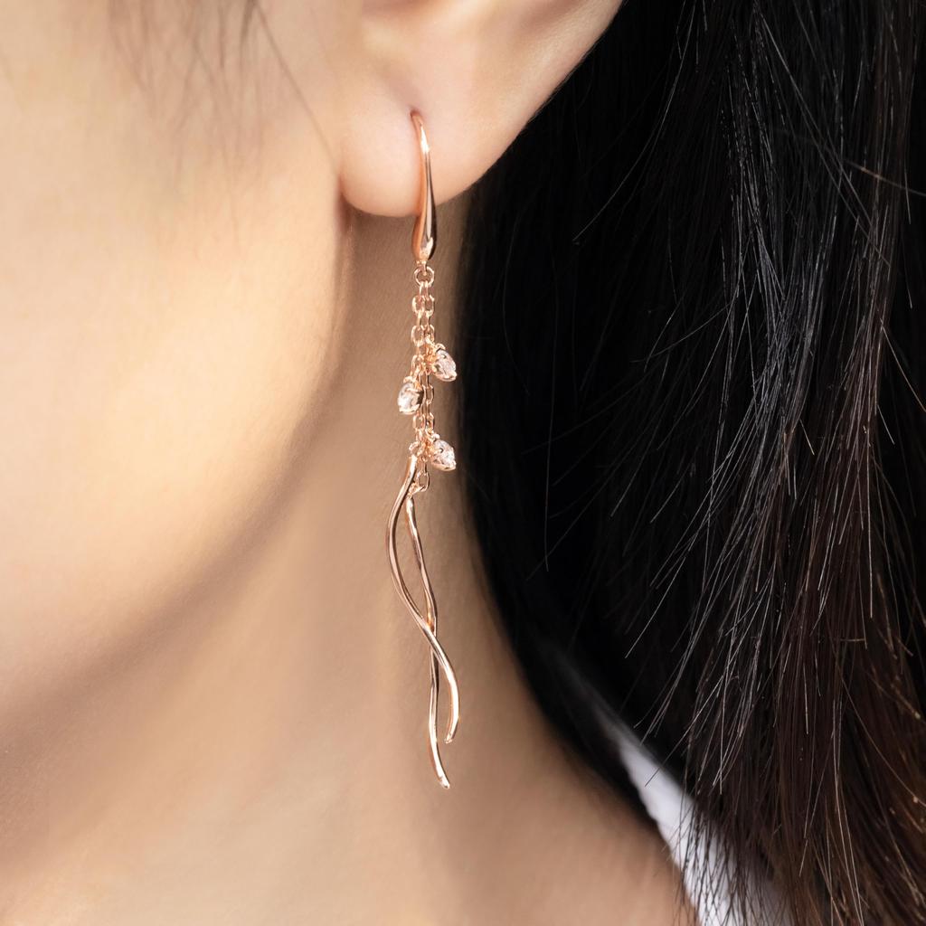 PHNIBIRD Hook Earrings for 18K Swinging 925 Pink Perfect for Birthday Women, Wave, Silver, Hypoallergenic, Gold, Wedding, Stylish, Cute, Long,