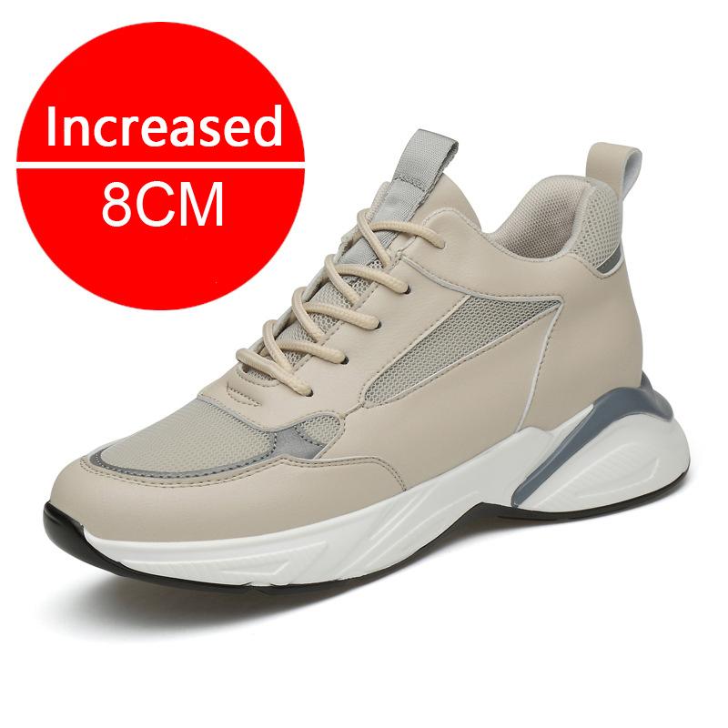 

Мужская повседневная обувь, массивные кроссовки 6/8 см, высококачественная натуральная воловья кожа, дышащие, модные кроссовки, толстые туфли, размер 36-44 44