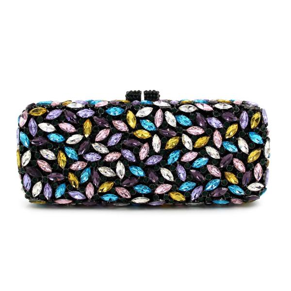 WHTUOHENG Blaue Strasssteine Silbernes Metall Abend-Clutch-Tasche Für Damen Kristall Hochzeit Braut Handtasche Diamant Party Abschlussball Clutches