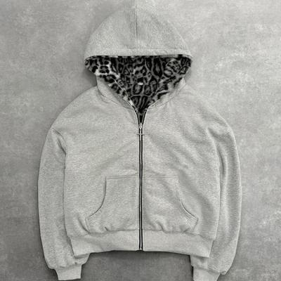 European and American Autumn and Winter Personalized Warm Zipper Loose Hooded Sweatshirt