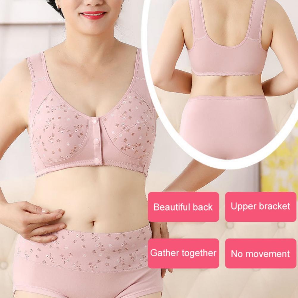 Women's Bra Plus Size Comfortable Printed Front Button Vest Underwear