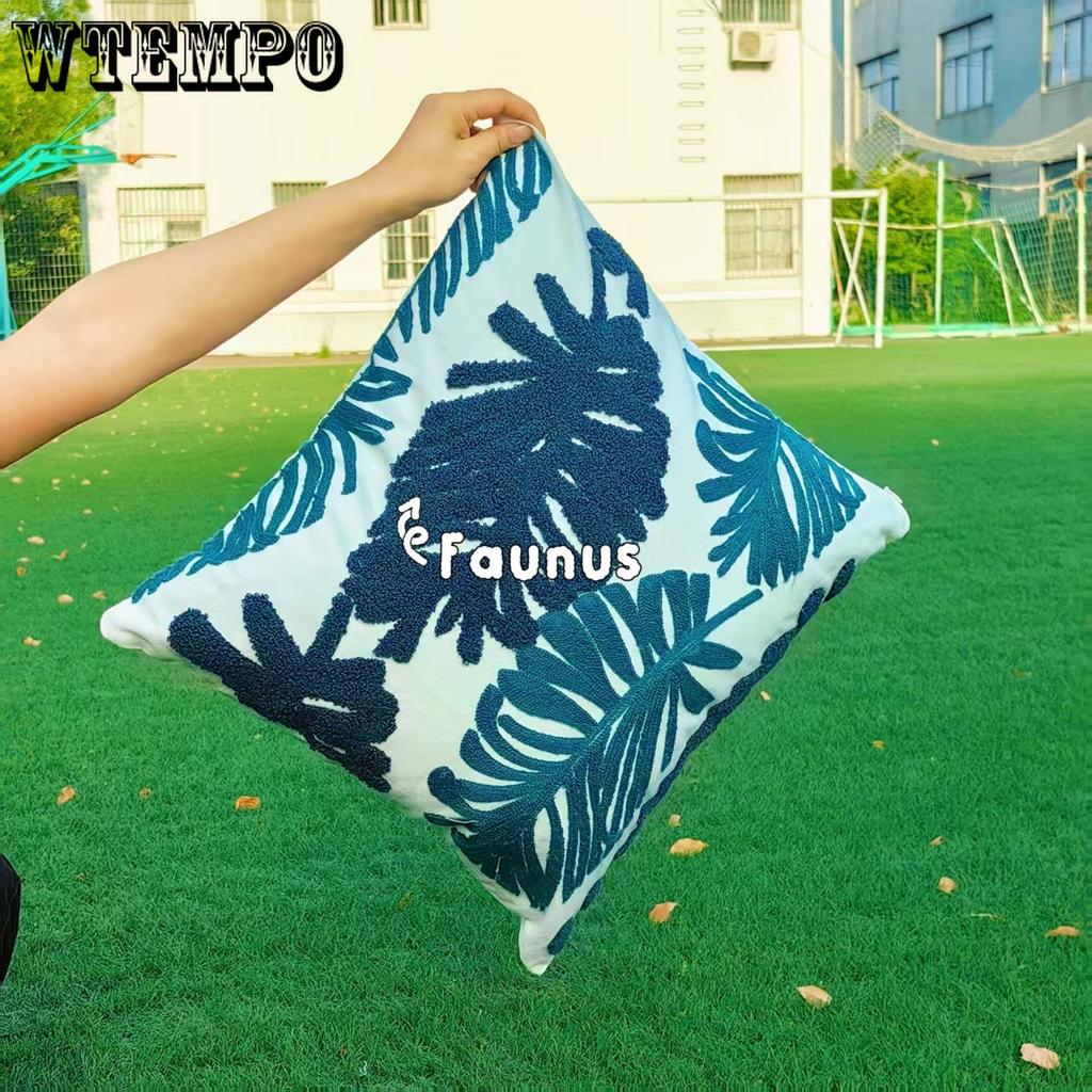 WTEMPO Green Leaf Sunflower Living Room Sofa Embroidery Cushion Throw Pillowcase