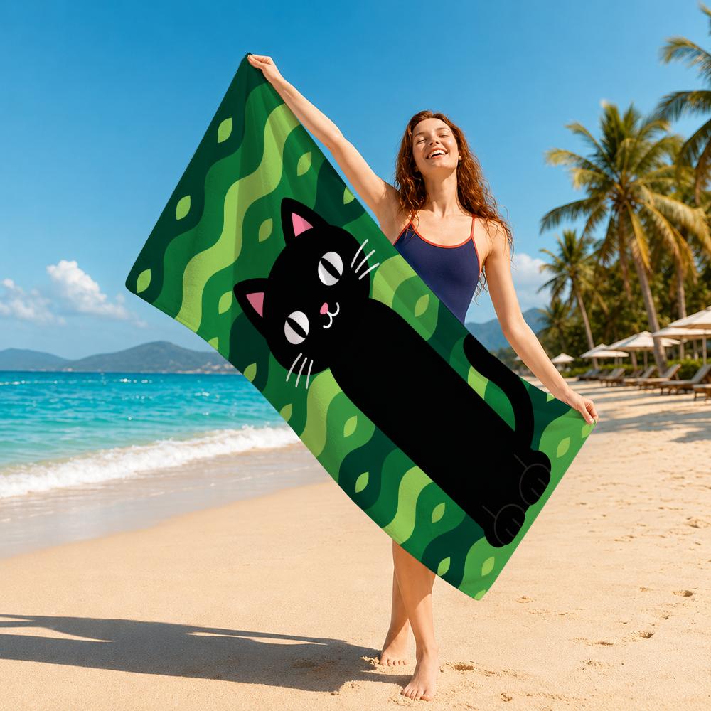 Grüne Cartoon-Illustration Handtuch Stranddecke Handtuch Für Reise Fitnessstudio Dusche Luxuriös Leicht Camping Pool Tropisch Süß