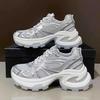 Thick-soled silver dad shoes women's summer new fried street heightening mesh surface lightweight breathable casual sports shoes tide