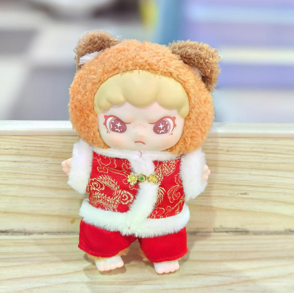 15cm Labubu Keychain Figure Outfit: New Year Style Pendant Clothing Set