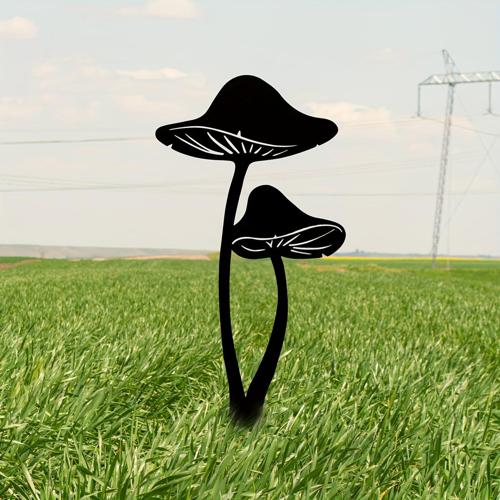 1 Stück Metall Pilz Gartenstecker Metall Pilz Silhouette Statue Dekoration Außendekoration Rasendekoration