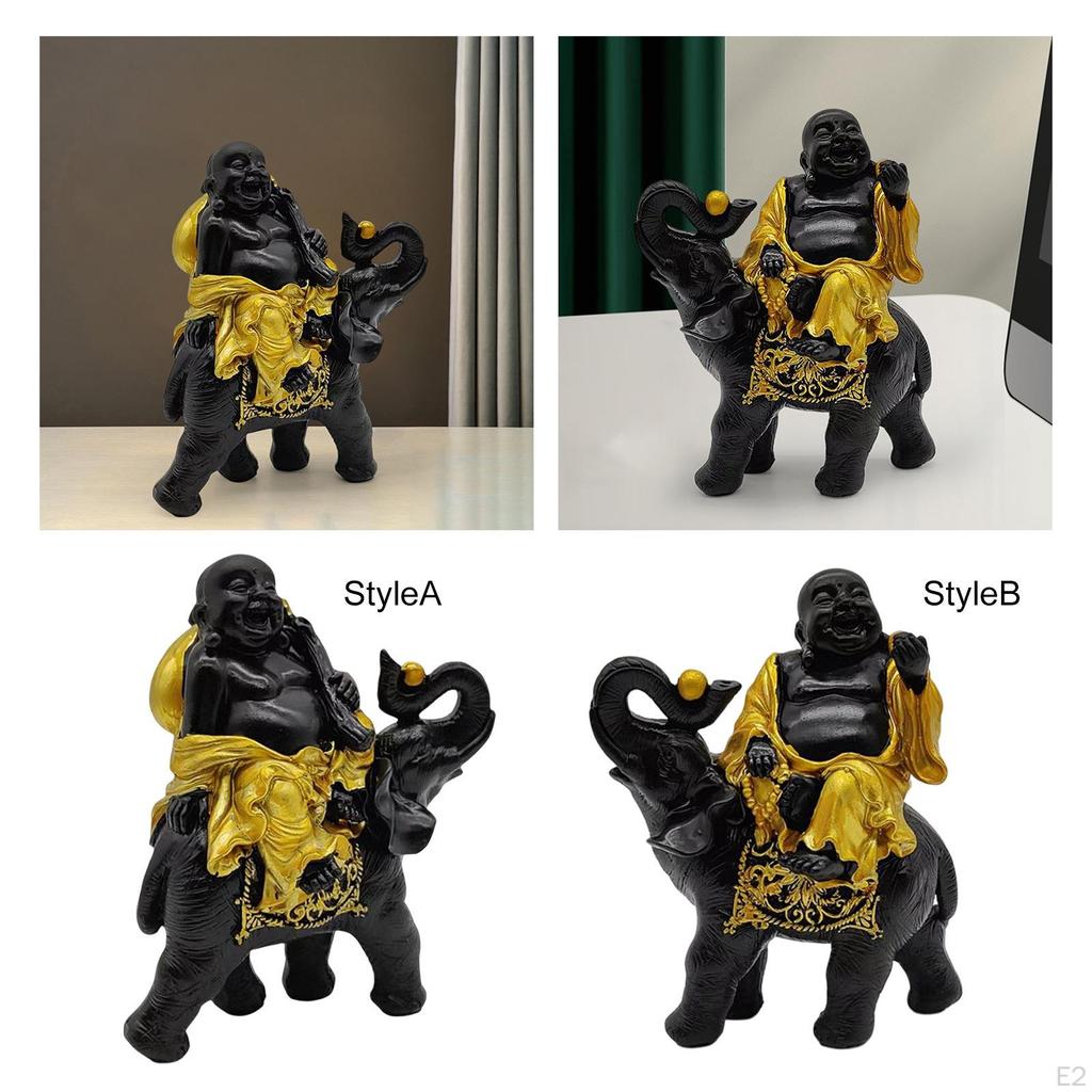 Statue Miniature Figurines Riding Elephant Sculpture Collectible Statuette Ornament Desk Yoga