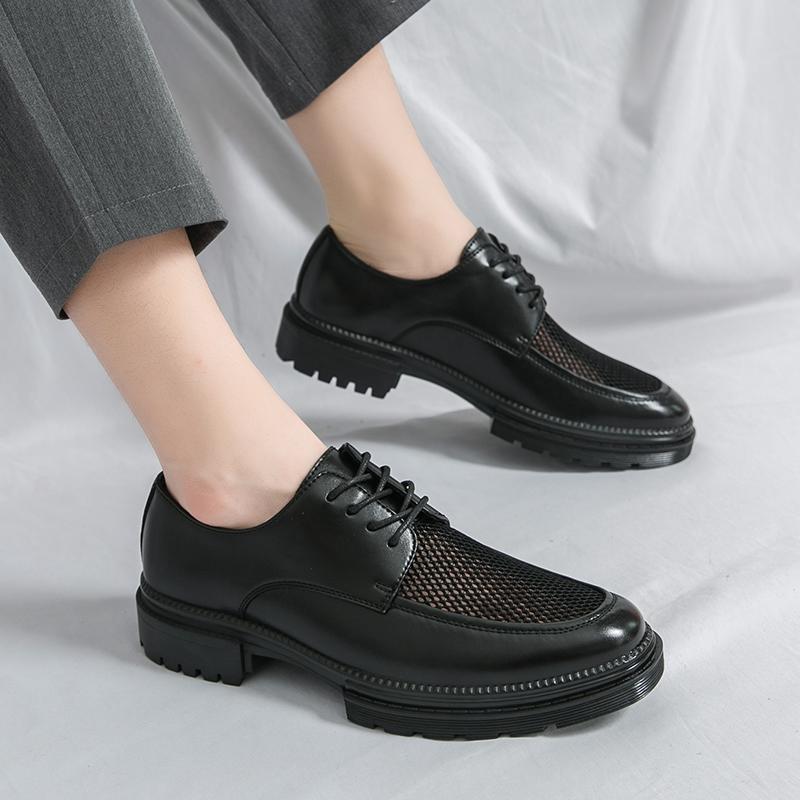 Comfortable Business Driving Mesh Footwear 2025 Summer New Breathable Leather Men Oxford Shoes Quality Non-slip Man Casual Shoes