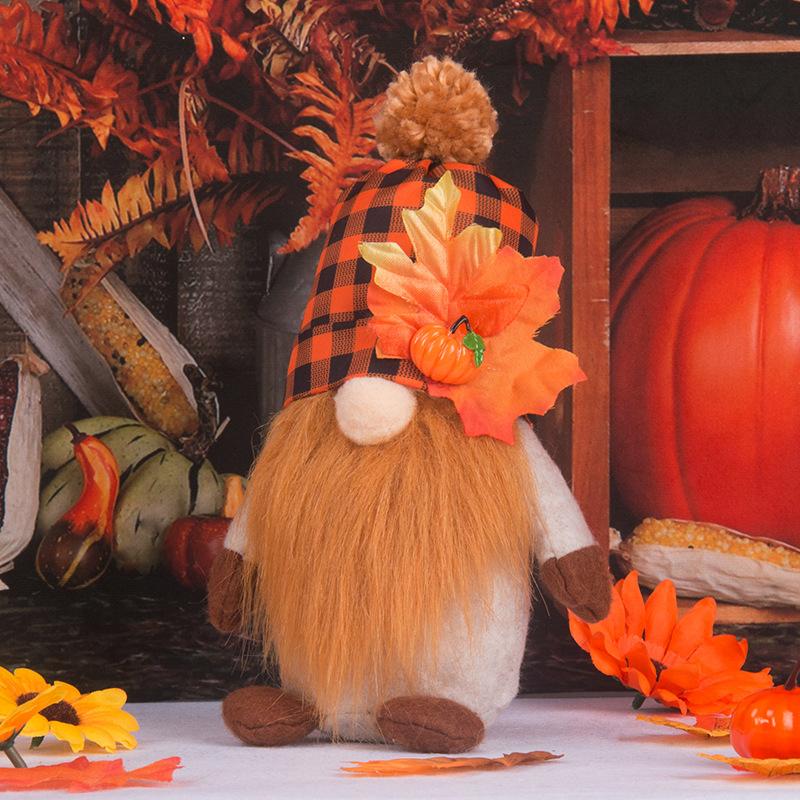 New Halloween Pumpkin Harvest Festival Maple Leaf Faceless Doll Gnome Thanksgiving Autumn Doll Ornament boy