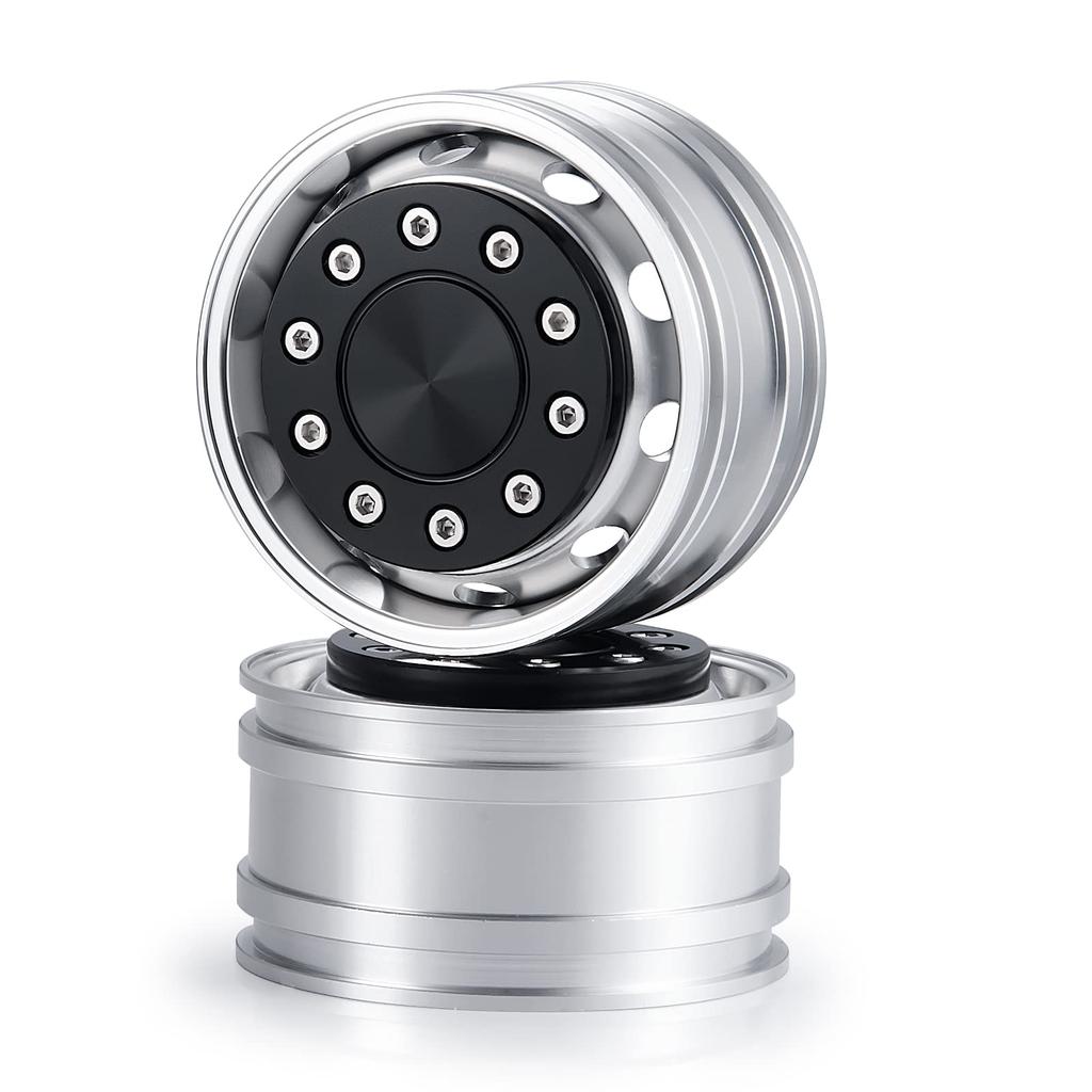 TRZX Metal Front Wheel Rim Wheel Hub for 1/14 RC Tamiya Trailer Truck Car (2pcs)