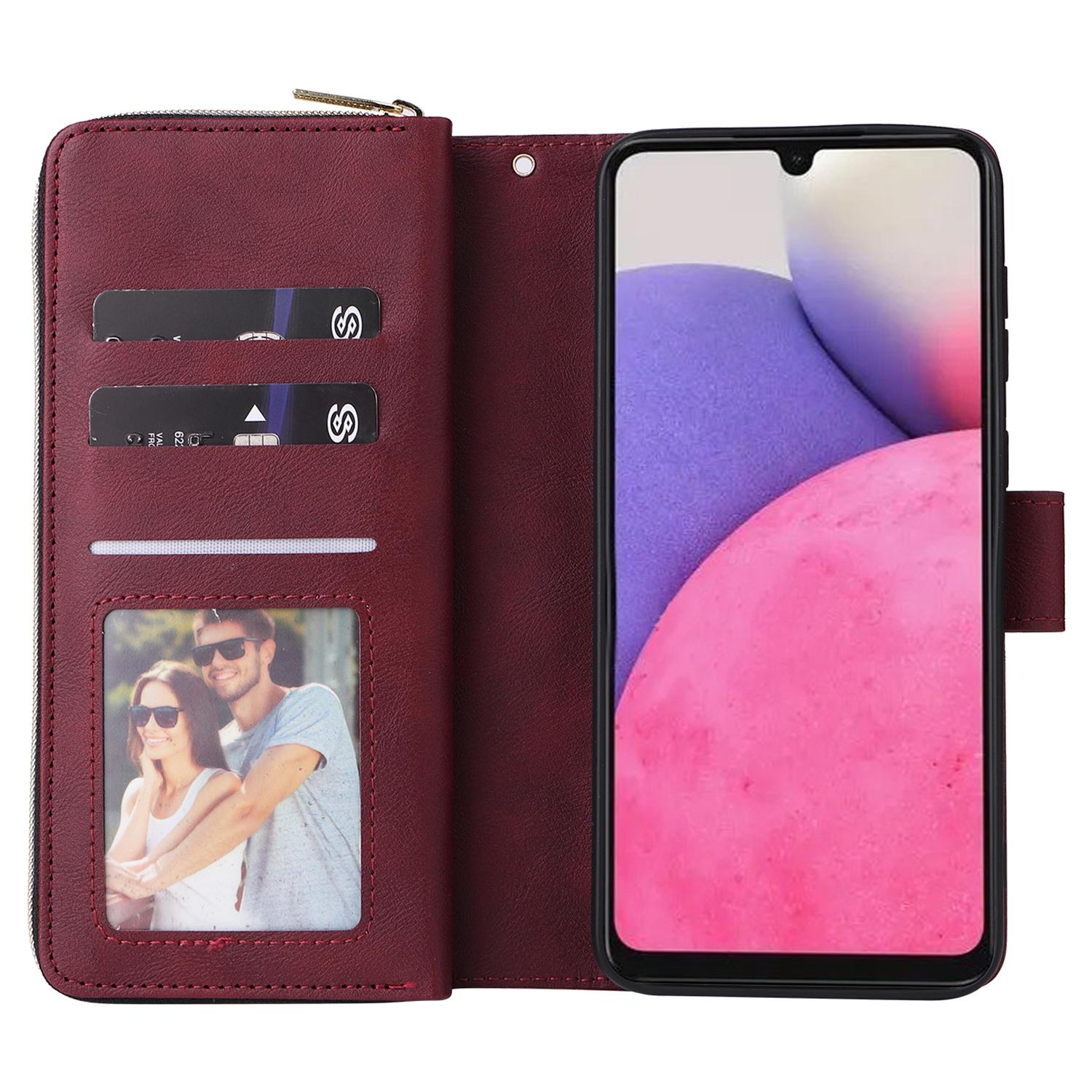 

For Samsung Galaxy A33 5G Zipper Wallet Case Card Slots Leather Phone Cover Rose Gold