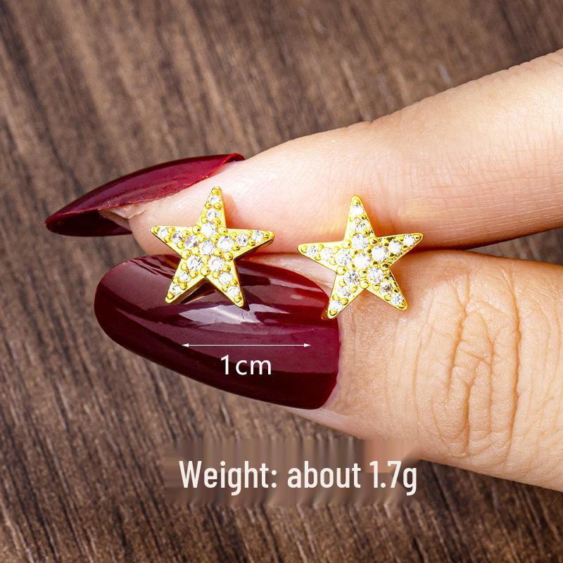 Vietnamese Zircon Star Flower Stud Earrings - Light Luxury Style with Long-lasting Color Retention