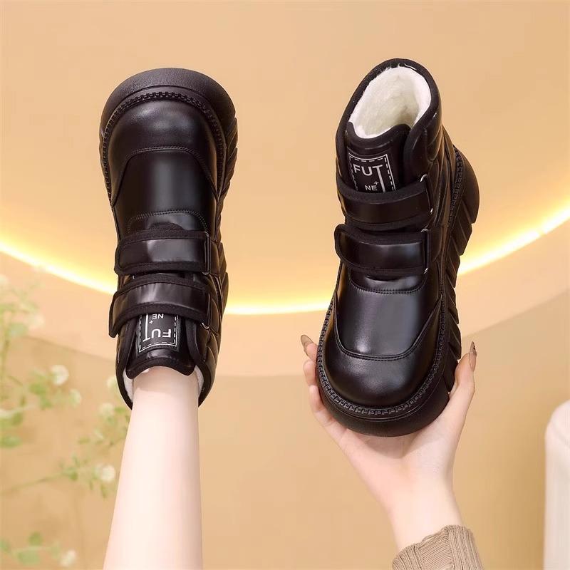 

Women Warm Plush Lined Magic Tape Platform Ankle Boots 27 чёрный