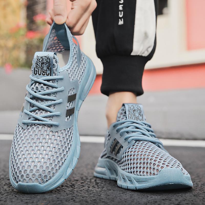 Super Light Spring/summer Color Cutout Mesh Surface Breathable Soft Bottom Men's Large Size Leisure Outdoor Running Shoes