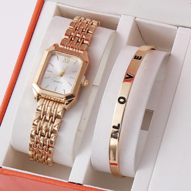 Love Square Fashion Bracelet Watch Popular Alloy Set Women'S Watch