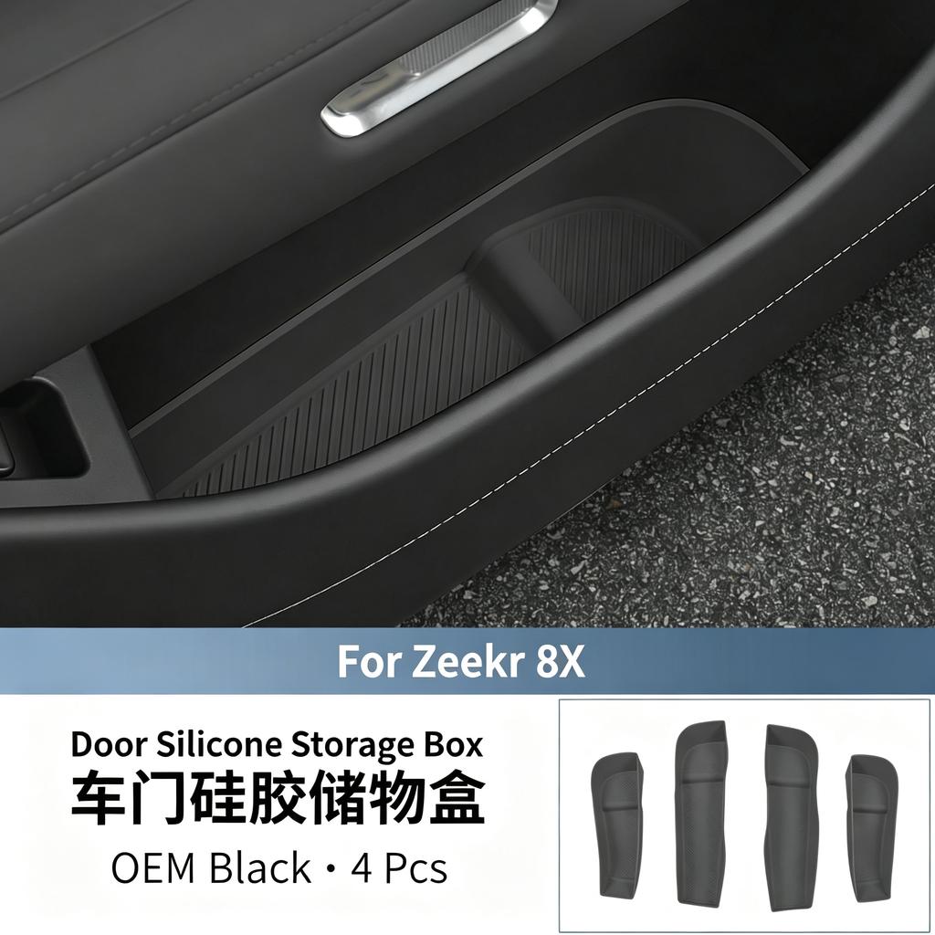 FOR ZEEKR 8X Full Car Door Storage Box, Silicone Storage Box, Neat Storage Compartment, Interior Accessories