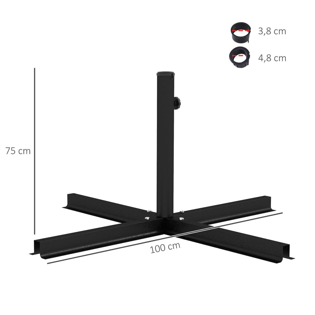 Parasol Base. Cross Base. Weatherproof. 100 X 100 X 75 Cm. Black