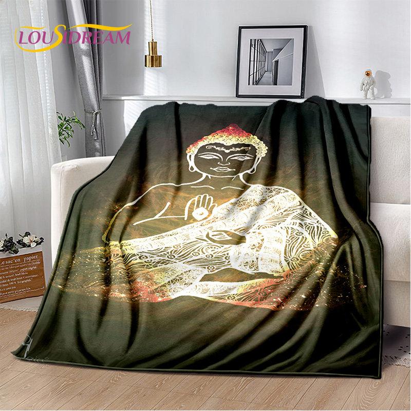 Buddha Sakyamuni Buddhisme Tro Religion Blødt Plys Tæppe, Flanel Tæppe Kastetæppe til Stue Soveværelse Seng Sofa Bed