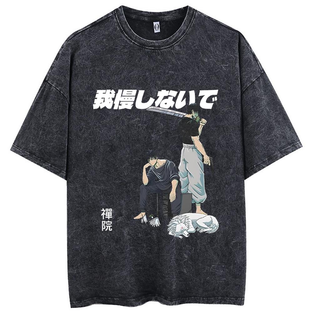 Fushiguro Toji Printed Tee Anime Jujutsu Kaisen Clothing Men Women Summer Manga T-shirts Washed Cotton Tshirt Harajuku T Shirt