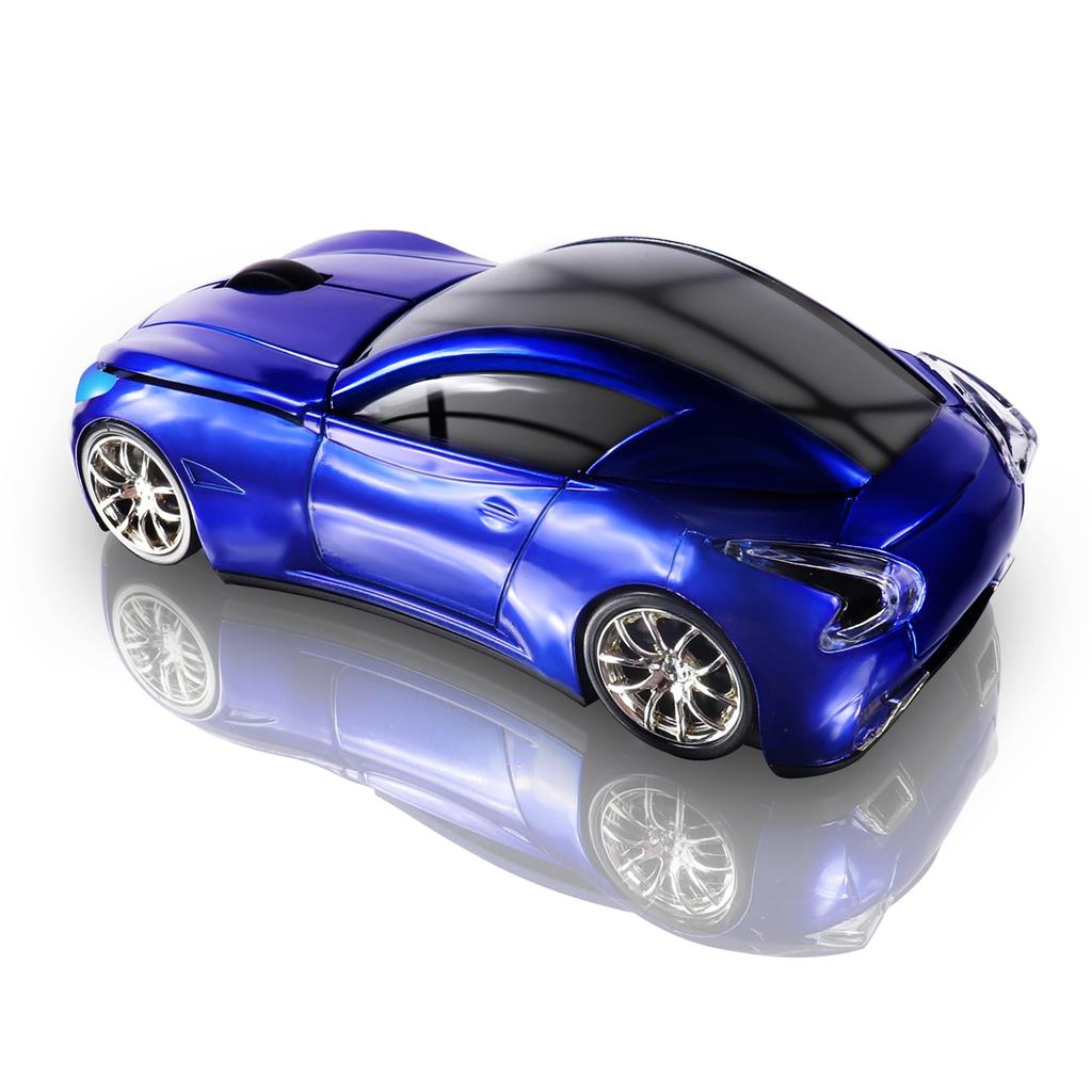 Wireless Car for and Compatible with Windows and Mac Blue 2.4GHz Mouse, Battery-Powered, Optical, Lightweight, Fun, Portable, Compact, Kids, PC,