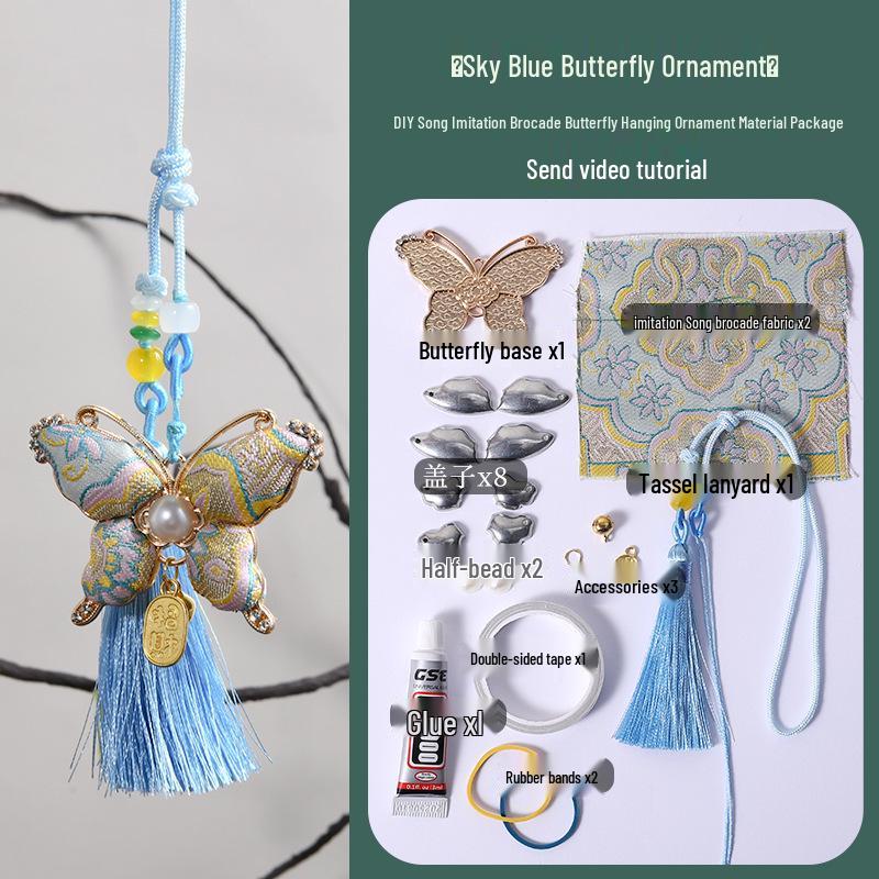 DIY Butterfly Brocade Pendant Kit - Handmade Car Accessory & Dragon Boat Festival Souvenir