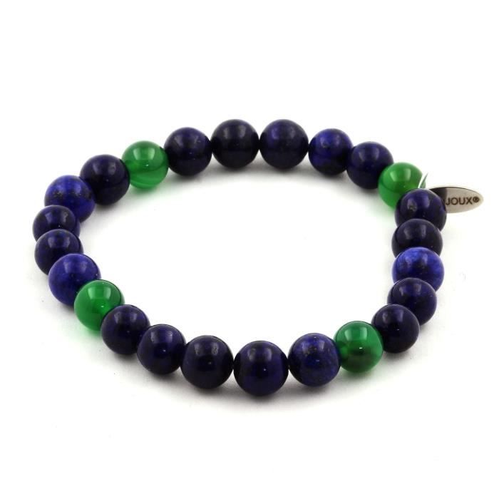 Bracelet en pierres naturelles Lapis Lazuli et Agate verte - ABIJOUX - 8mm - 19-20cm