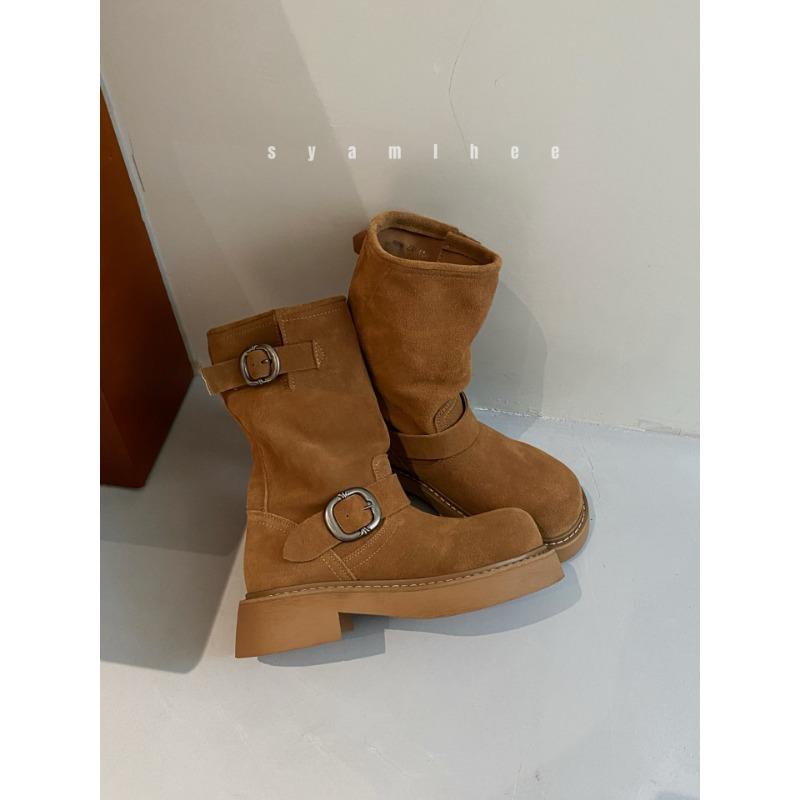 

Inner heightening pile boots Wasteland sand dunes Super soft waxy thick-soled locomotive buckle short boots Martin boots women s new models 39 жовтий