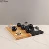 Minimalism Tic-Tac-Toe Game Wood Chessboard Geometric Artwork Ornaments Desk Decoration Crystal Chess Pieces Casual Chess Games