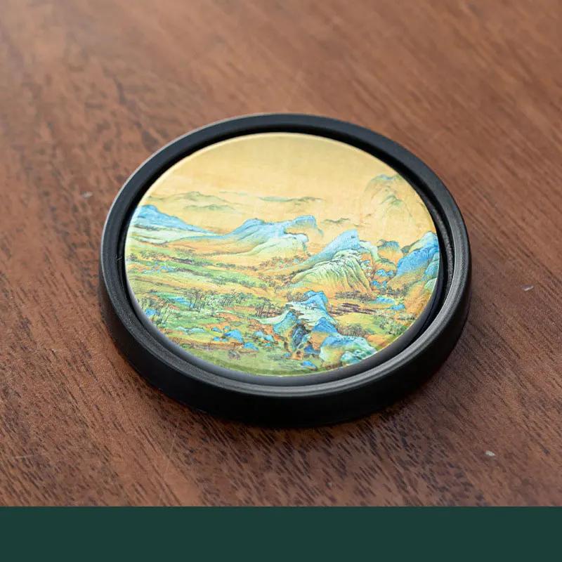 1PCS New Chinese Style Ceramic Absorbent Coaster Heat-resistant Anti-skidding Kung Fu Tea Cup Holder Insulation Pad