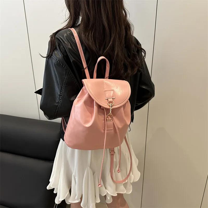 Fashiable and Versatile Backpack for Women, New Travel Bag, High-end Leather Casual Commuting Backpacks
