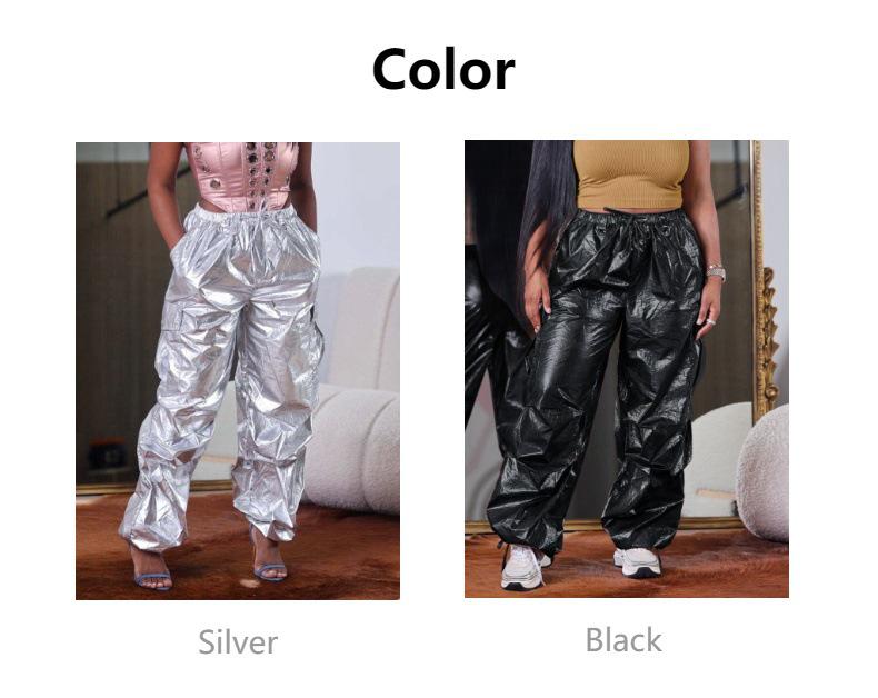 European & American Women's Fashion Casual Long Pants with Solid Color & 3D Pockets