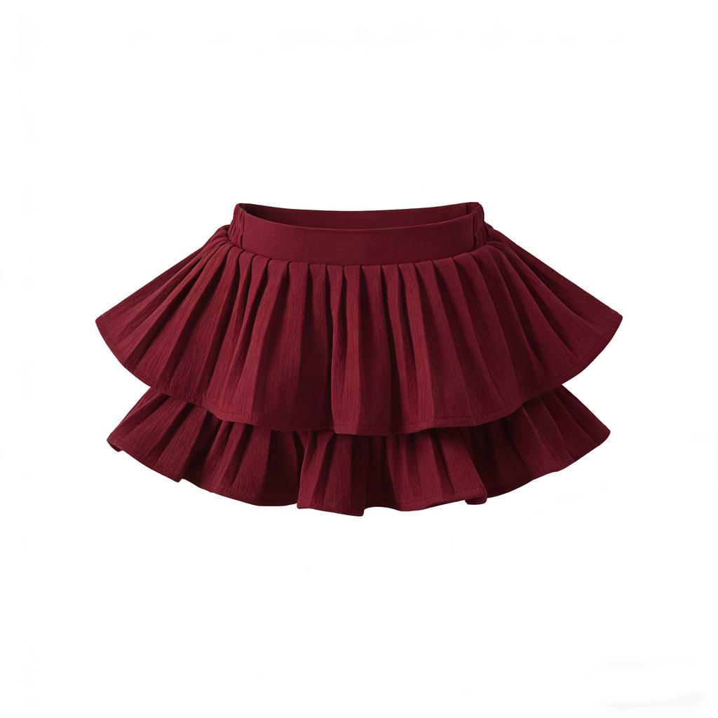 School Girls Dance Layered Tutu Skirt Elastic Waist Pleated Skirt Kids Performance Daily Wear Casual Party Outfit Ruffle Skirts