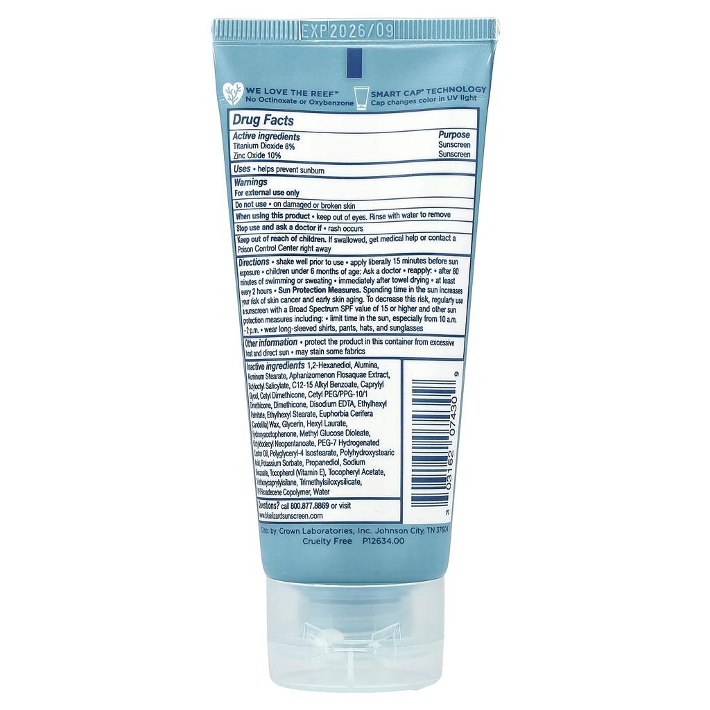 Blue Lizard Australische Sonnencreme, Mineralische Sonnencreme für Kinder, LSF 50, 89 ml (3 fl oz)