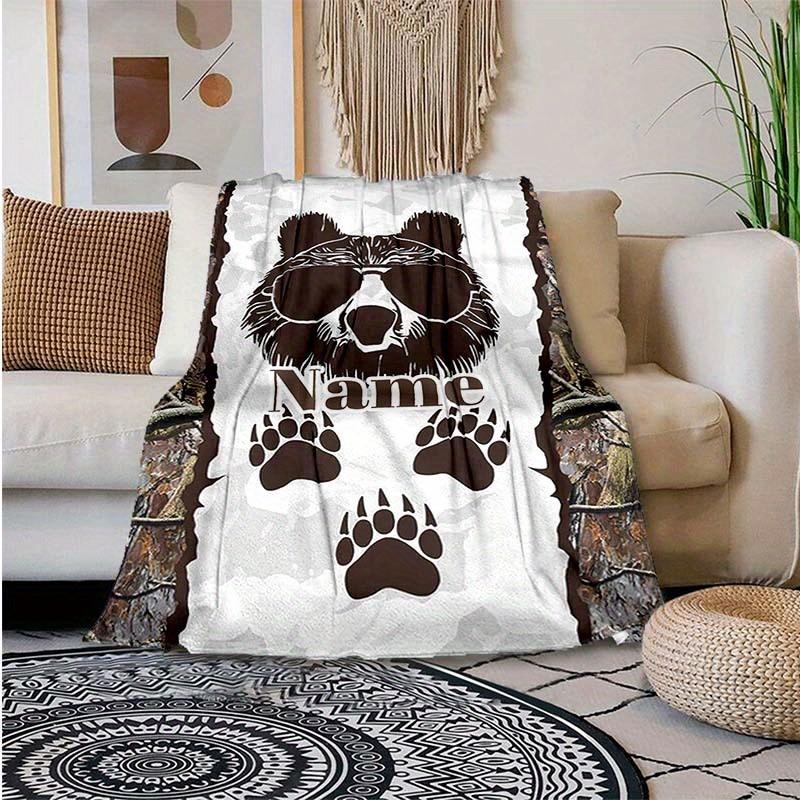 Black Bear Customize Your Name Blanket Warm Comfortable And Soft Blankets Are Suitable For Home Lunch Break Blanket Office Sofa Sofa Gift To Relatives