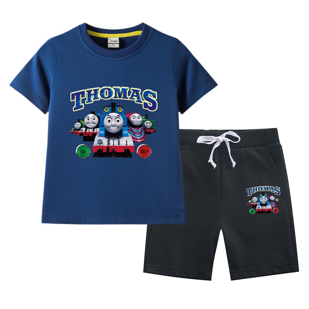 Thomas Kids Boys' 2023 Cotton Summer Set: Short Sleeve T-shirt & Capris 2-Piece