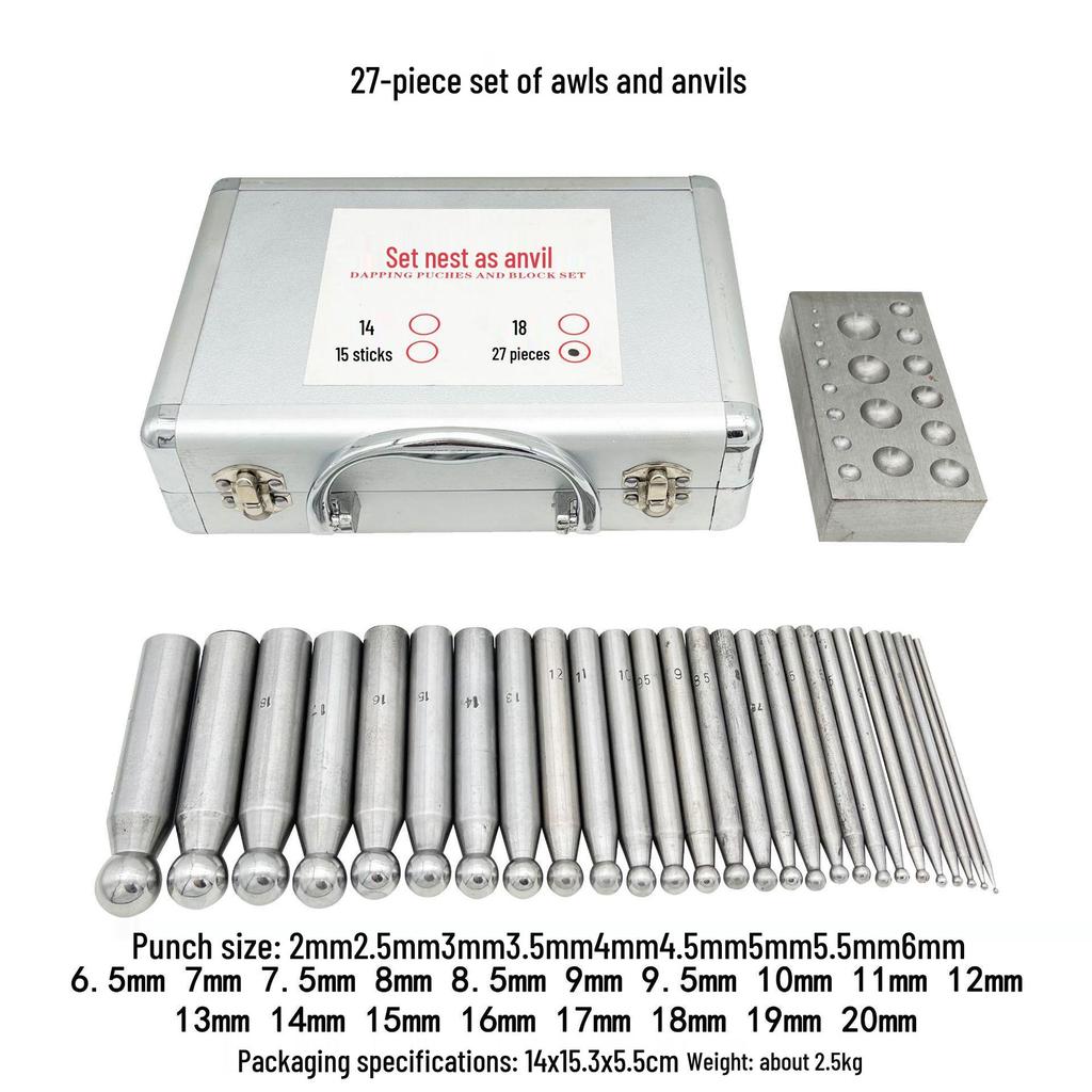 Handmade Jewelry Metalworking Kit: Anvil, Punch, Pit, and Chiseling Tools for Ring and Bead Crafting.
