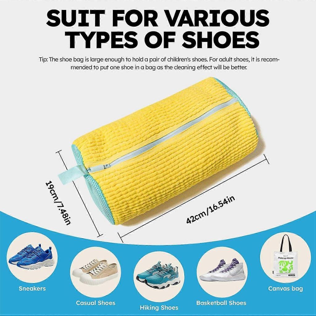 Shoe Washing Machine Bag: Laundry Shoe Bag Keeps Clean - Reusable Shoe Washing Bag for Sneaker Tennis Shoes Unstain Cleaner Kit(Yellow 2 Pcs)